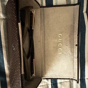 Gucci Dark Brown Embossed Eyewear Case